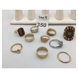 ASSORTED COSTUME RINGS, INCLUDES GOLD-TONE