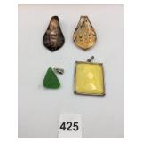 ASSORTED PENDANTS, INCLUDES FACETED YELLOW STONE