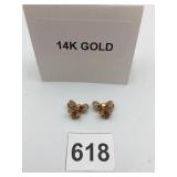 14K GOLD CLIP-ON EARRINGS, BOW FORM, SET W/ SMALL