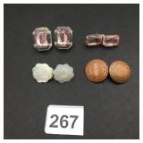 ASSORTED COSTUME EARRINGS, INCLUDES PINK CRYSTAL