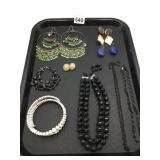 ASSORTED COSTUME JEWELRY, INCLUDES SEQUINED HOOP