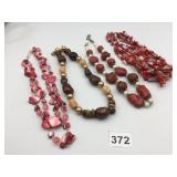 ASSORTED COSTUME JEWELRY NECKLACES, INCLUDES RED