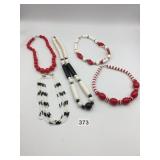 ASSORTED COSTUME JEWELRY NECKLACES, INCLUDES RED