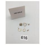 14K GOLD EARRINGS, ASSORTED STYLES, INCLUDES