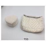 BEADED HANDBAG, WHITE SEED AND TUBE BEADS,