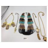 ASSORTED COSTUME NECKLACES, INCLUDES LEOPARD