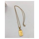 SWISS GOLD 1G .999 FINE GOLD INGOT PENDANT W/ 925