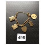 AVON CHARM BRACELET, GOLD-TONE, INCLUDES HEART,