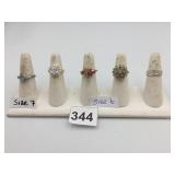 ASSORTED RINGS, INCLUDES MARQUISE STONE RING,