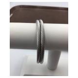 CABLE CUFF BRACELET, TWO-TONE, TWISTED CABLE