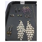 ASSORTED COSTUME EARRINGS, INCLUDES PURPLE