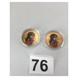 US SACAGAWEA DOLLAR COINS, 2000, COLORIZED