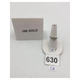 HEART SHAPED RING, 10K GOLD, CLEAR STONE CENTER,