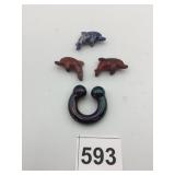 CARVED STONE DOLPHIN FIGURINES, ASSORTED