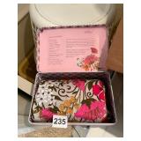 METAL RECIPE BOX, HINGED LID, FLORAL PATTERN,
