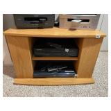 OAK VENEER MEDIA STAND, TWO-TIERED SHELVING, OPEN
