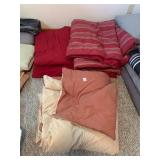 ASSORTED BEDDING, INCLUDES RED STRIPED COMFORTER,