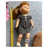GLAD TOY DOLL, VINYL HEAD, CLOTH BODY, FLORAL