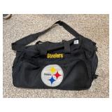 PITTSBURGH STEELERS DUFFEL BAG, BLACK NYLON,