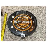 HARLEY-DAVIDSON WALL CLOCK, GENUINE MOTOR OIL