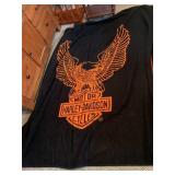 HARLEY-DAVIDSON FLEECE THROW, BLACK AND ORANGE,