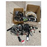 ASSORTED ELECTRONIC CABLES, INCLUDES POWER CORDS,