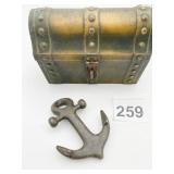 BIJA INC. TREASURE CHEST, METAL, BRASS-TONE