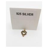 HEART PENDANT, GOLD-TONE METAL, 0.075 OZT BLUE