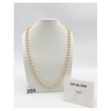 PEARL STRAND NECKLACE, GRADUATED CREAM PEARLS,