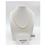 PEARL STRAND NECKLACE, GRADUATED CREAM PEARLS,