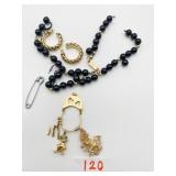 ASSORTED COSTUME JEWELRY INCLUDES BLACK BEAD