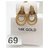 14K YELLOW GOLD EARRINGS, 10.75 GRAMS TEARDROP