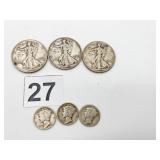 US SILVER COINAGE, INCLUDES MERCURY DIMES,