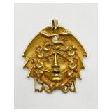 KNIGHT 18K GOLD MEDUSA PENDANT, 28.2 GRAMS