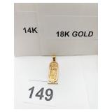 18K AND 14K EGYPTIAN CARTOUCHE PENDANT,