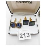 CLAIBORNE CUFFLINK SET, LAPIS LAZULI AND