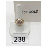10K GOLD RING, FILIGREE BAND, 6 GRAMS SZ 9