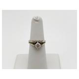 14K WHITE GOLD DIAMOND BRIDAL SET 3.7 GRAMS 1/2