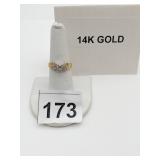 14K YELLOW GOLD RING, BUTTERFLY MOTIF, CENTER