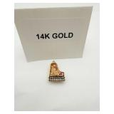 14K GOLD PIANO CHARM, 5.8 GRAMS  ACCENTED W/