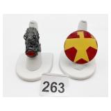 METAL DRAGON RING W/ RED STONE, LARGE CIRCULAR