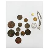 ASSORTED SOUVENIR TOKENS, LUCKY CHARMS, AND
