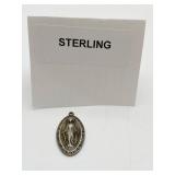 STERLING SILVER MIRACULOUS MEDAL, 0.280OZT  OVAL