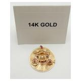 14K GOLD PENDANT, 17.3 GRAMS CARRIAGE MOTIF,