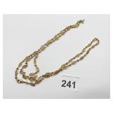 GOLD FILIGREE CHAIN NECKLACE, INTERLOCKING OVAL