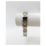 TWO-TONE LINK BRACELET, SILVER-TONE AND GOLD-TONE