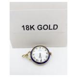 PRYNGEPS PENDANT WATCH, 18K GOLD CASE, BLUE