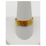 22/24K GOLD BAND RING, 7.4G SZ 11 HAMMERED