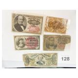 US FRACTIONAL CURRENCY, ASSORTED DENOMINATIONS,