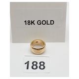 18K GOLD BAND, WIDE DOME PROFILE, 19.3 GRAMS SZ